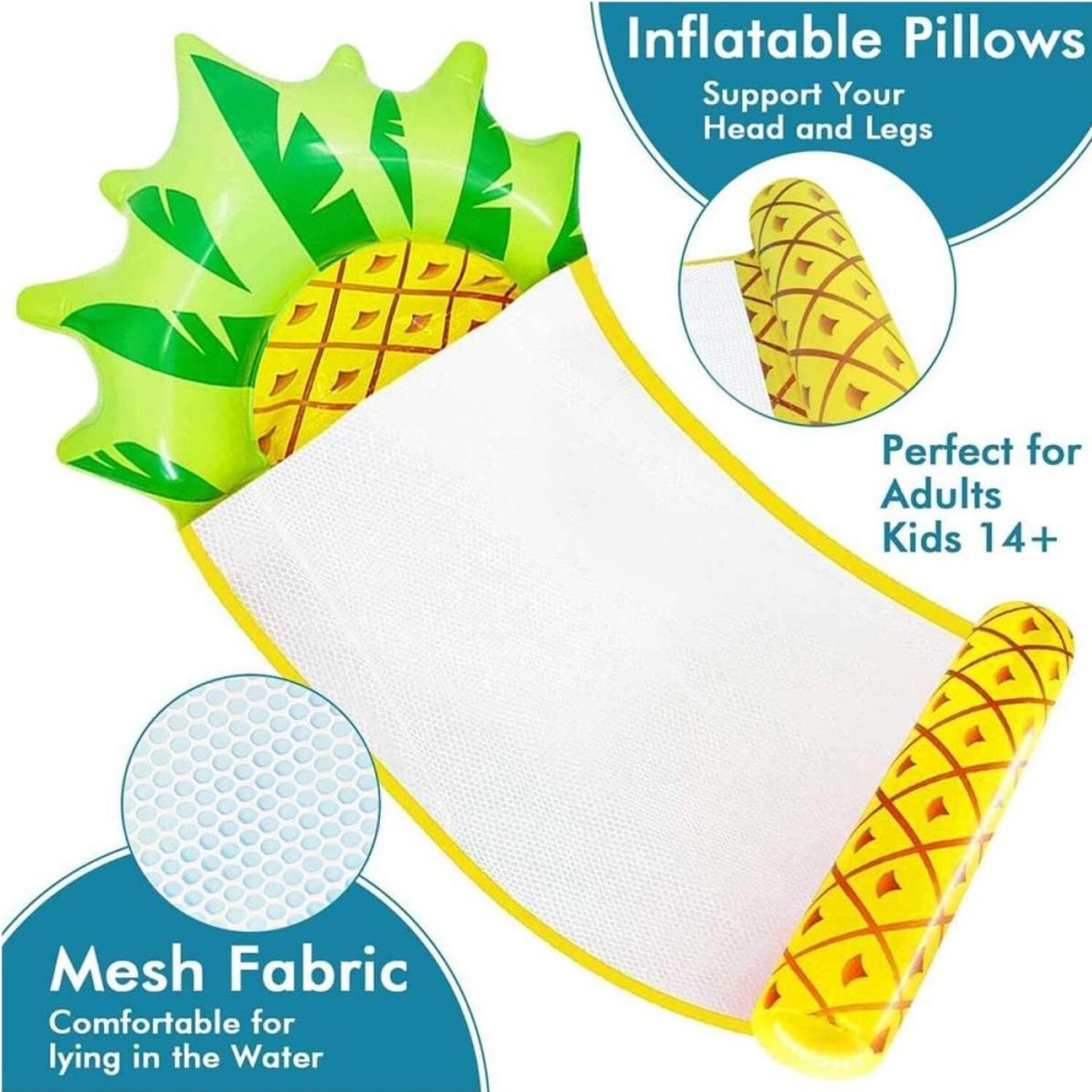 HBN Fruit Inflatable Pool Hammock Float, 2 Pack Water Lounges, Multi-Purpose