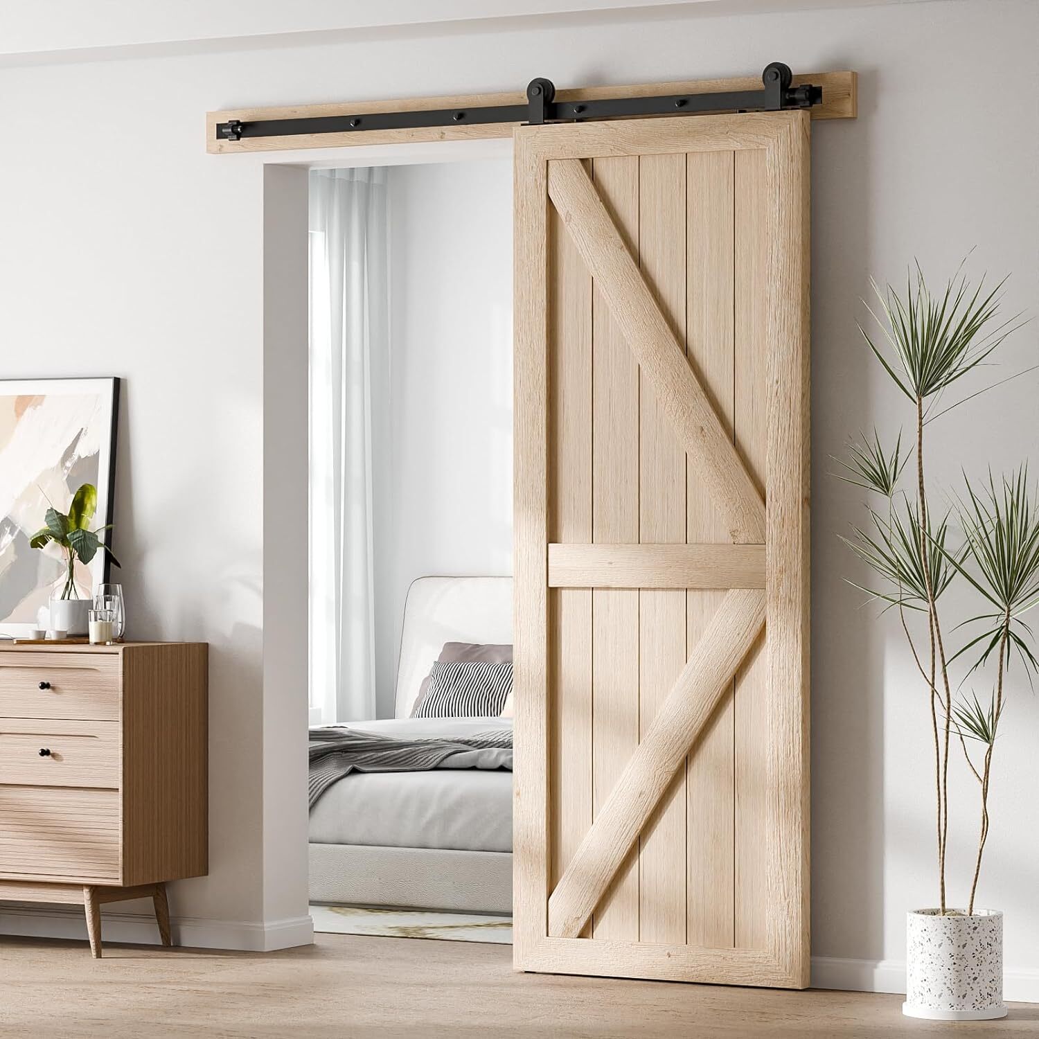 4FT-20FT Sliding Barn Door Hardware Track Single/Double Doors Kit,Closet/Kitchen