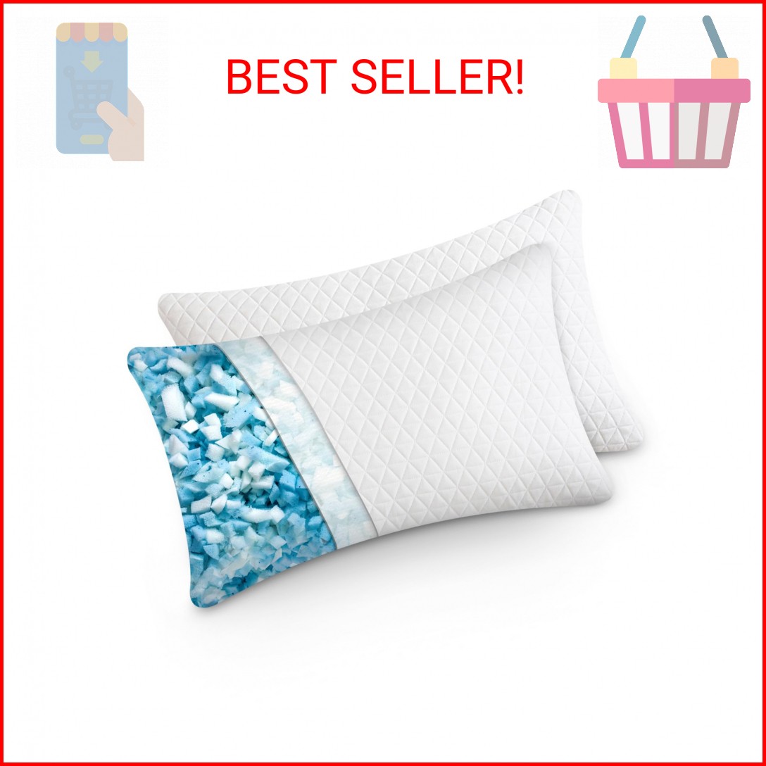 EGOHOME Shredded Memory Foam Pillows, Bed Pillows for Sleeping, Medium Pillows S