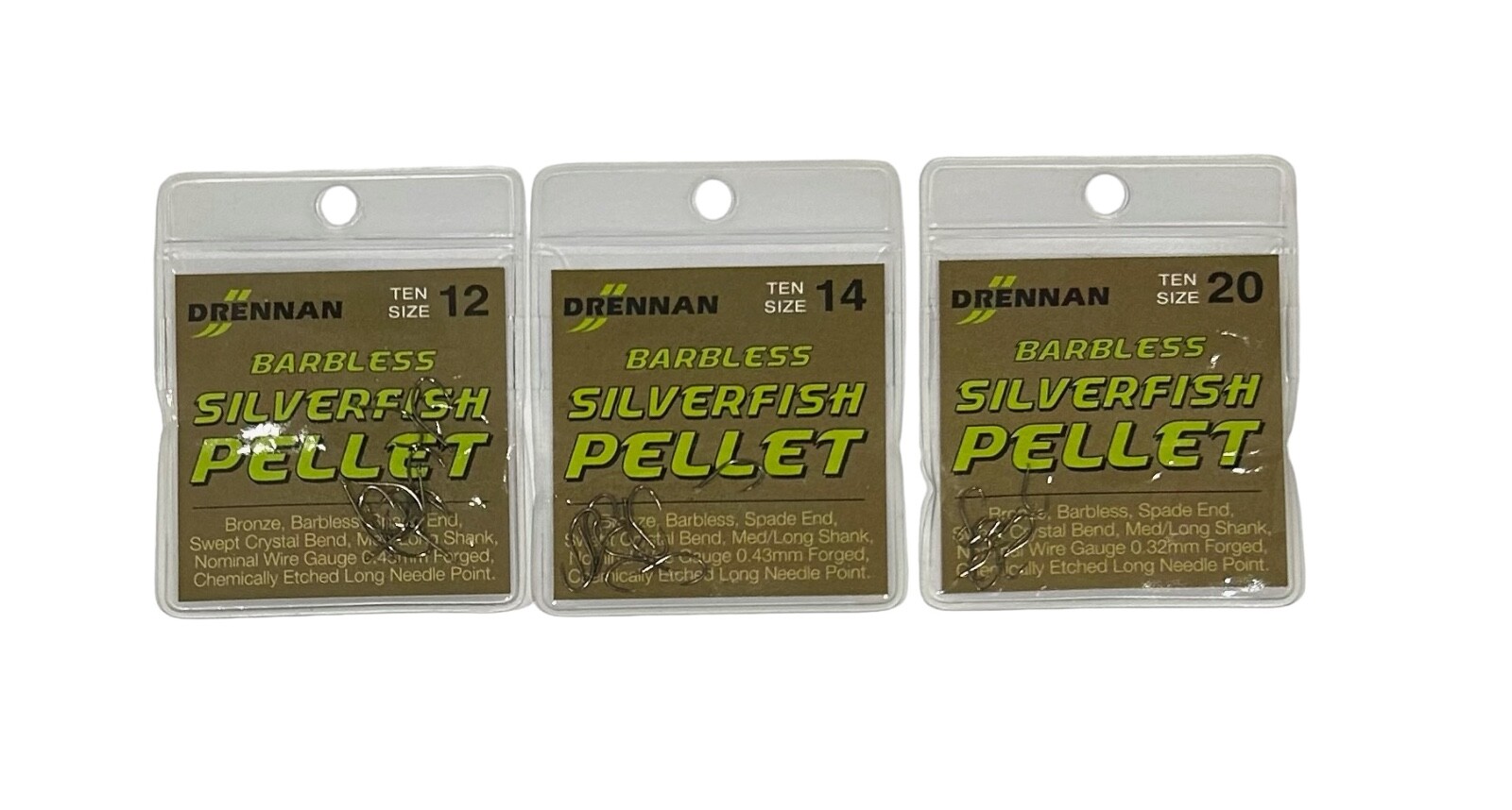 drennan silverfish pellet barbless fishing hooks wide gape