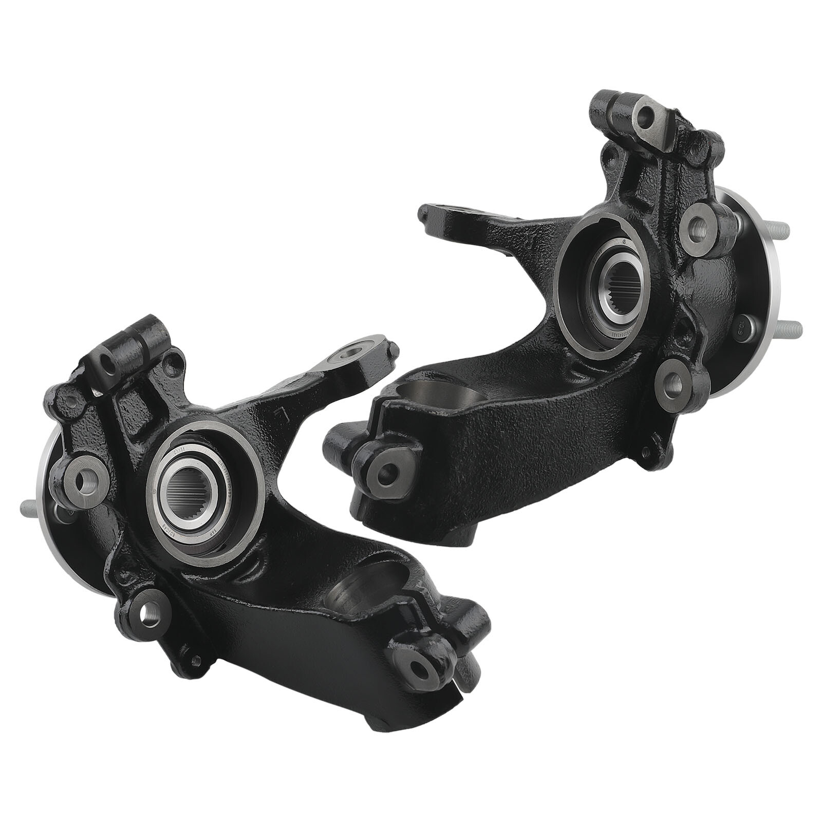 Pair Front Steering Knuckle&Wheel Bearing Hub Assembly Black For Ford Focus 2.0L