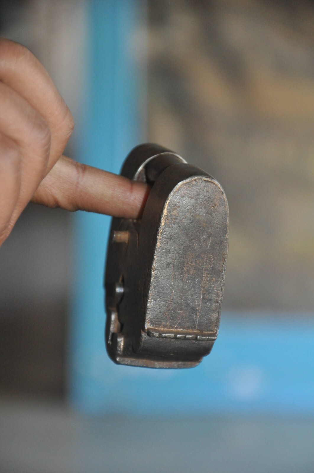 Vintage Iron Unique Typical Shape Handcrafted Solid Heavy Padlock