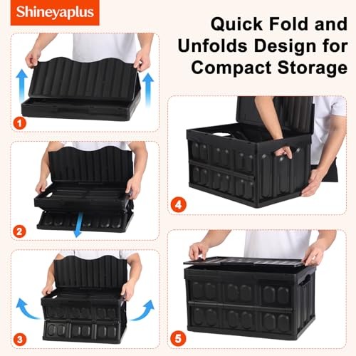 Plastic Collapsible Storage Bins with Lids, | 45L Stackable 45L 1PK ( All Back)
