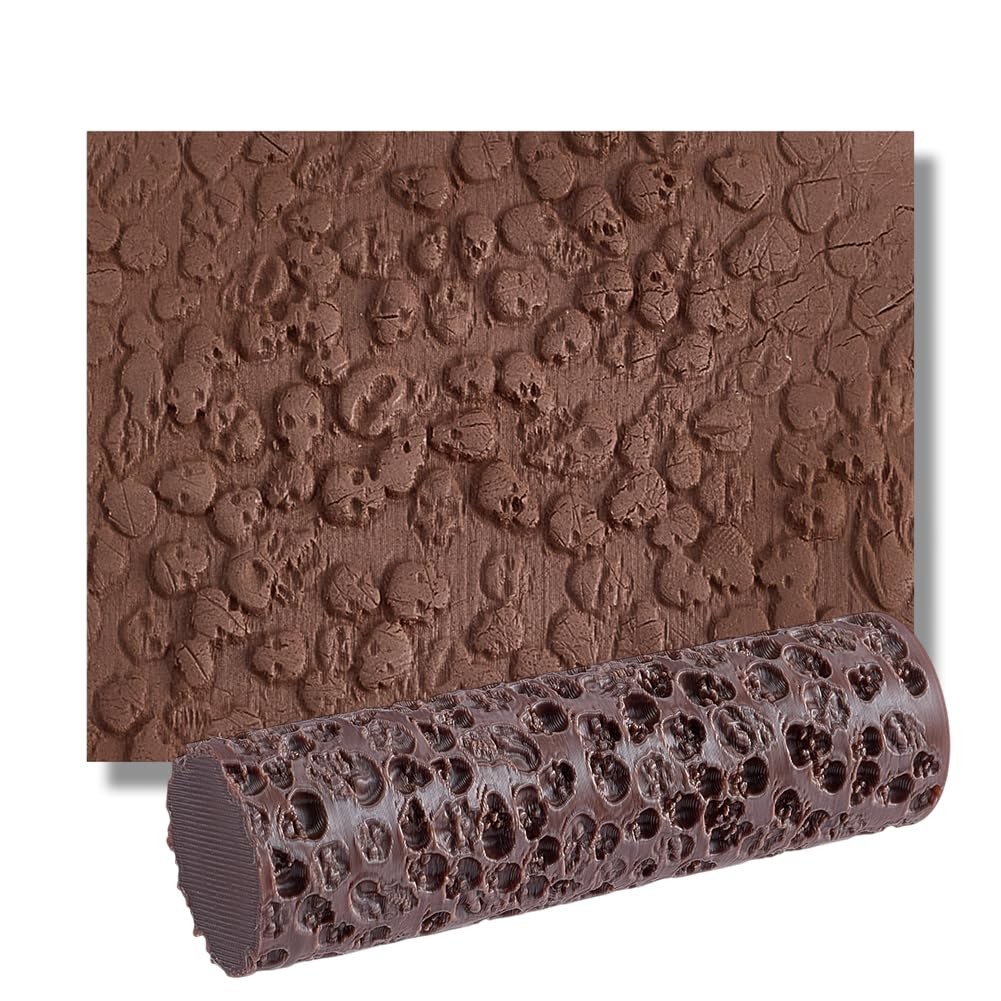 Skull Texture Roller Topography Brick Clay Texture Rollers DIY Embossing Pott...