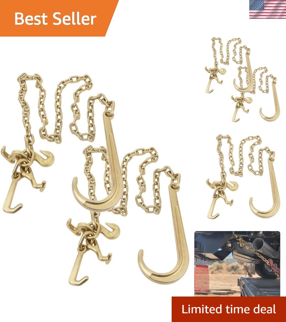 Heavy Duty 2 Pack Tow Chain for Truck Towing - 4700 lbs Capacity, 15" Hook