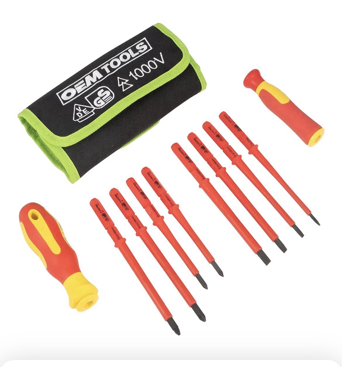 OEM Tools 22593 Insulated Bit Screwdriver Set - Orange/Yellow Handle (10/ST) New