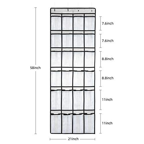 Over the Door Shoe Organizer, Hanging Shoe Organizer White-1pack of 24 pocket