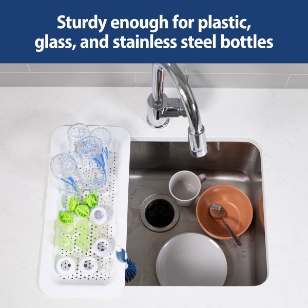 Plastic Adjustable Sink Cleaning Caddy: White, 12" Height, 2 lbs