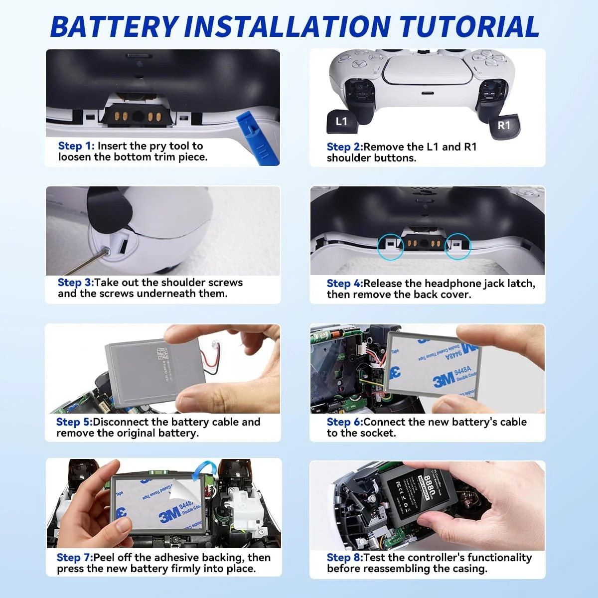 2-Pack 8880mWh PS5 Controller Battery Replacement High Capacity – Compatible