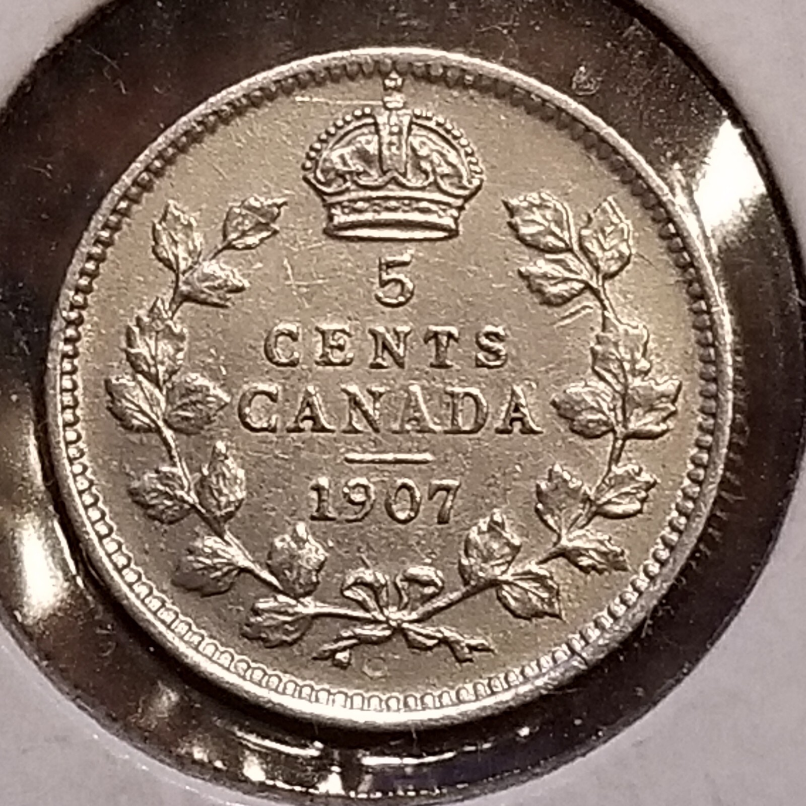 1907 CANADA 5 CENTS COIN - .925 SILVER - #A8470