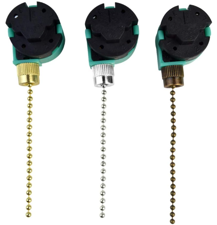 3 Pack Ceiling Fan Switch 3 Speed 4 Wire Zing Ear ZE-268S6 Fan Pull Chain Switch