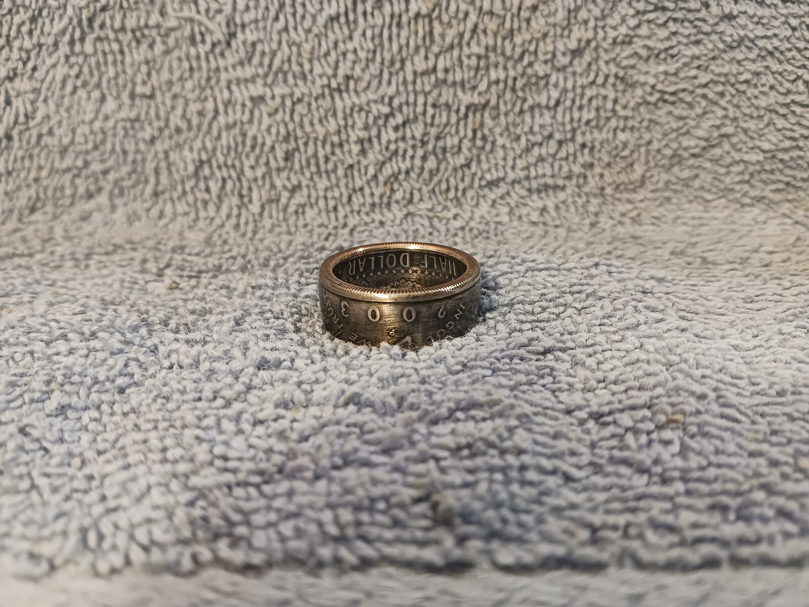 2003 Kennedy Half Dollars  size 9   coin ring  handmade mixed metals