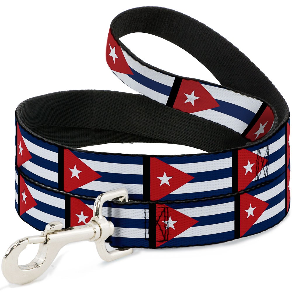 Dog Leash Cuba Flags NARROW 0.5"