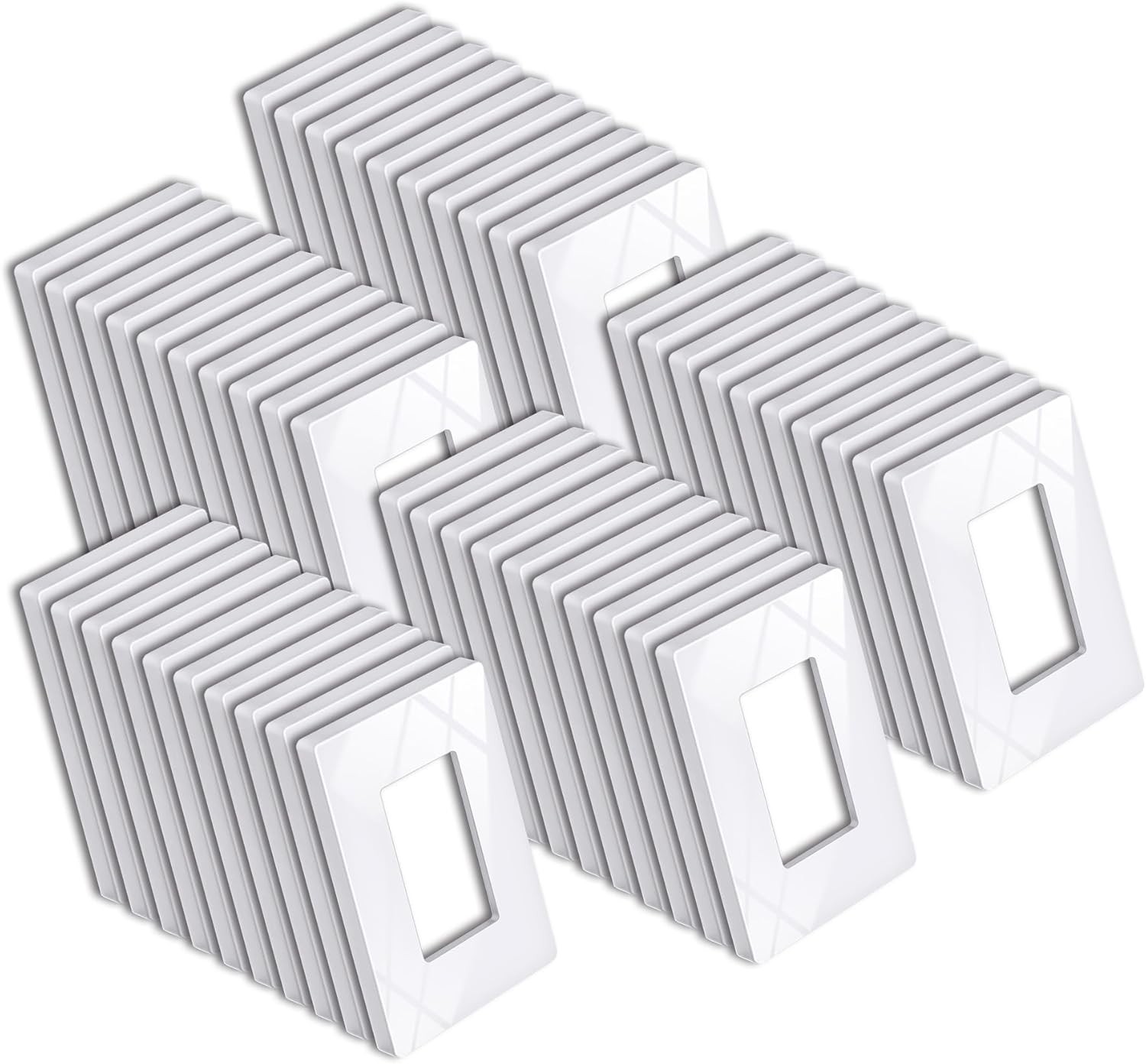 50 Pack 1 Gang Screwless Decorator Wall Plate USWP6 Gloss Snow Decorative White