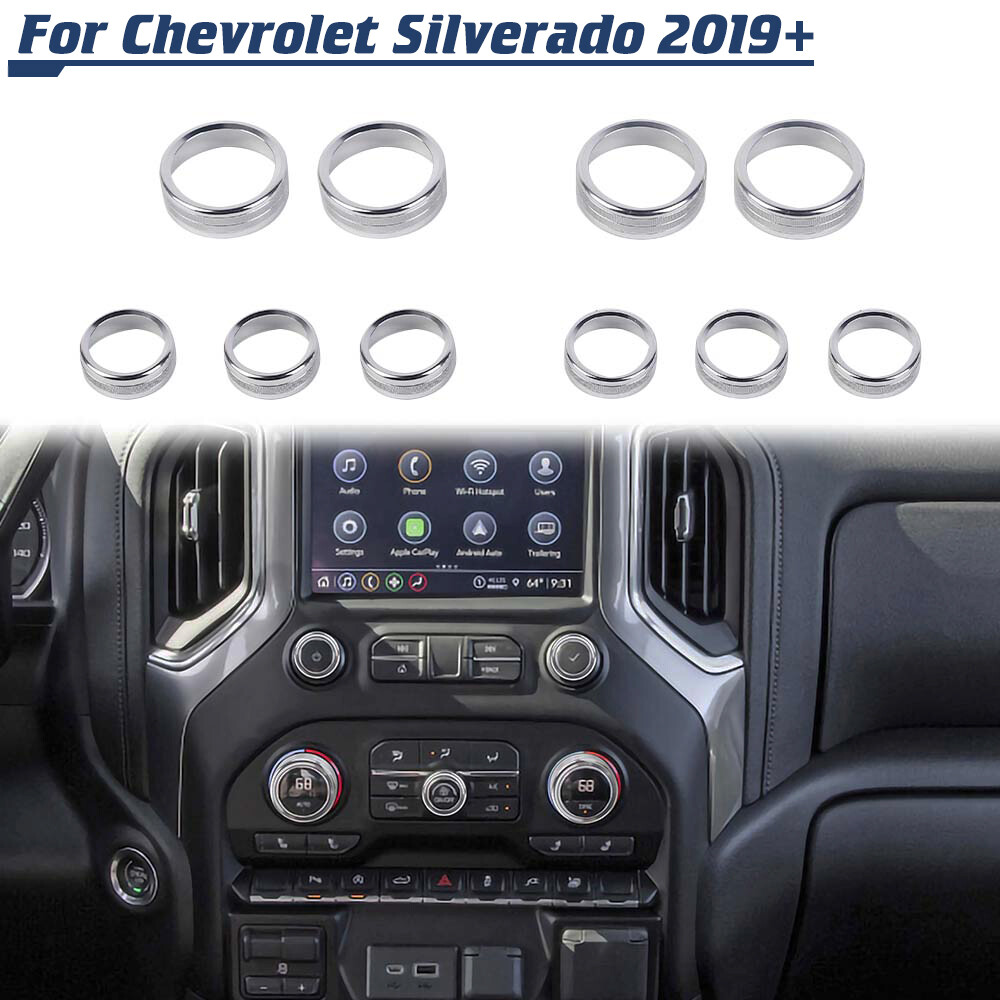 Center Console Radio Switch Knob Trim For Chevy Silverado/Suburban 2020+ Silver