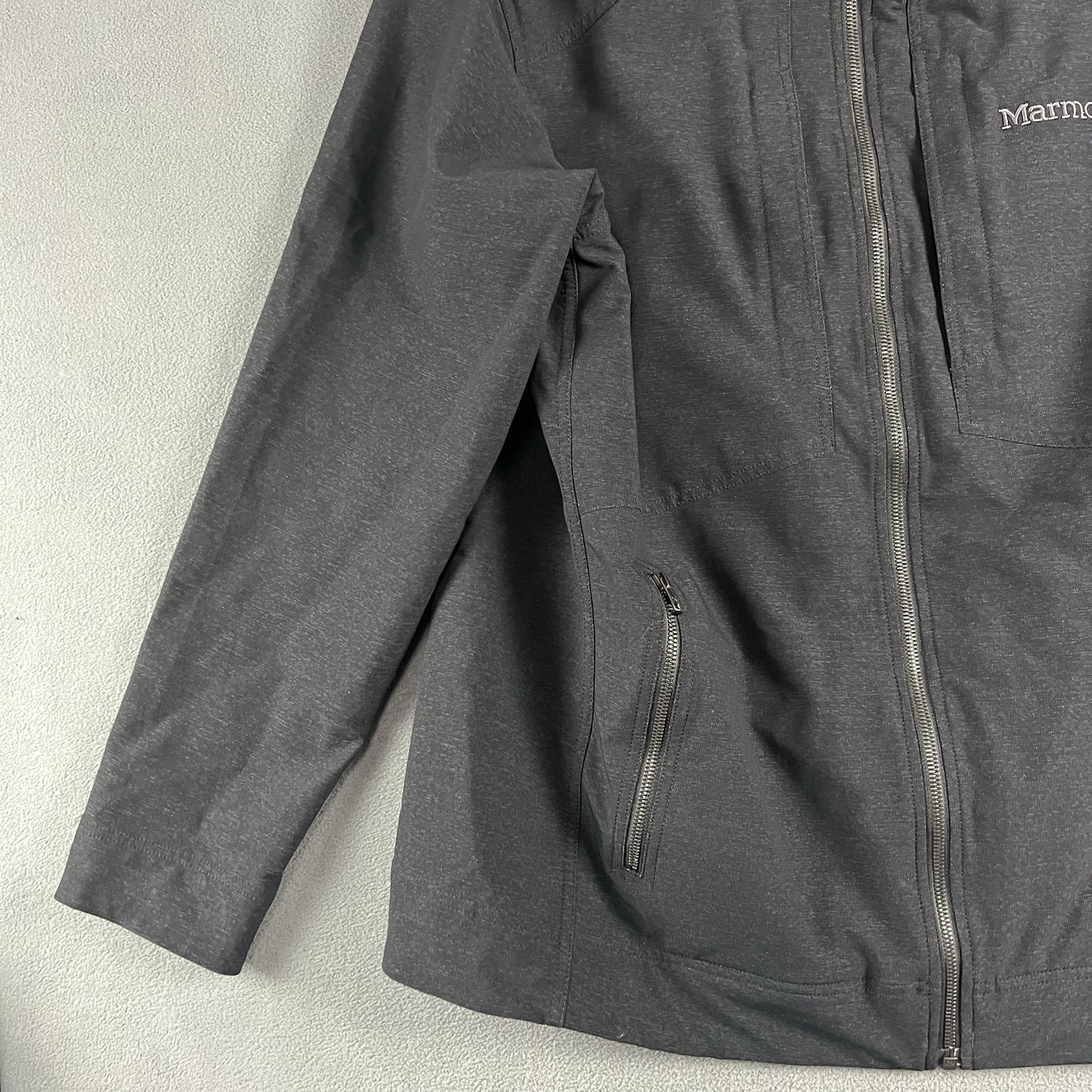 Marmot Jacket Mens Large Gray Softshell Full Zip Hiking Outdoor Casual