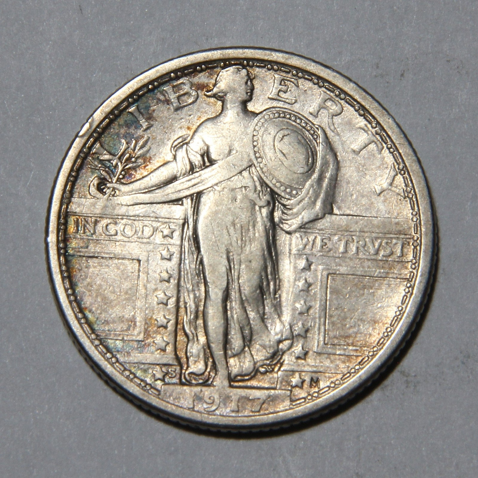 1917-S Type 1 US Standing Liberty Quarter 25c Nice Condition!! -303-
