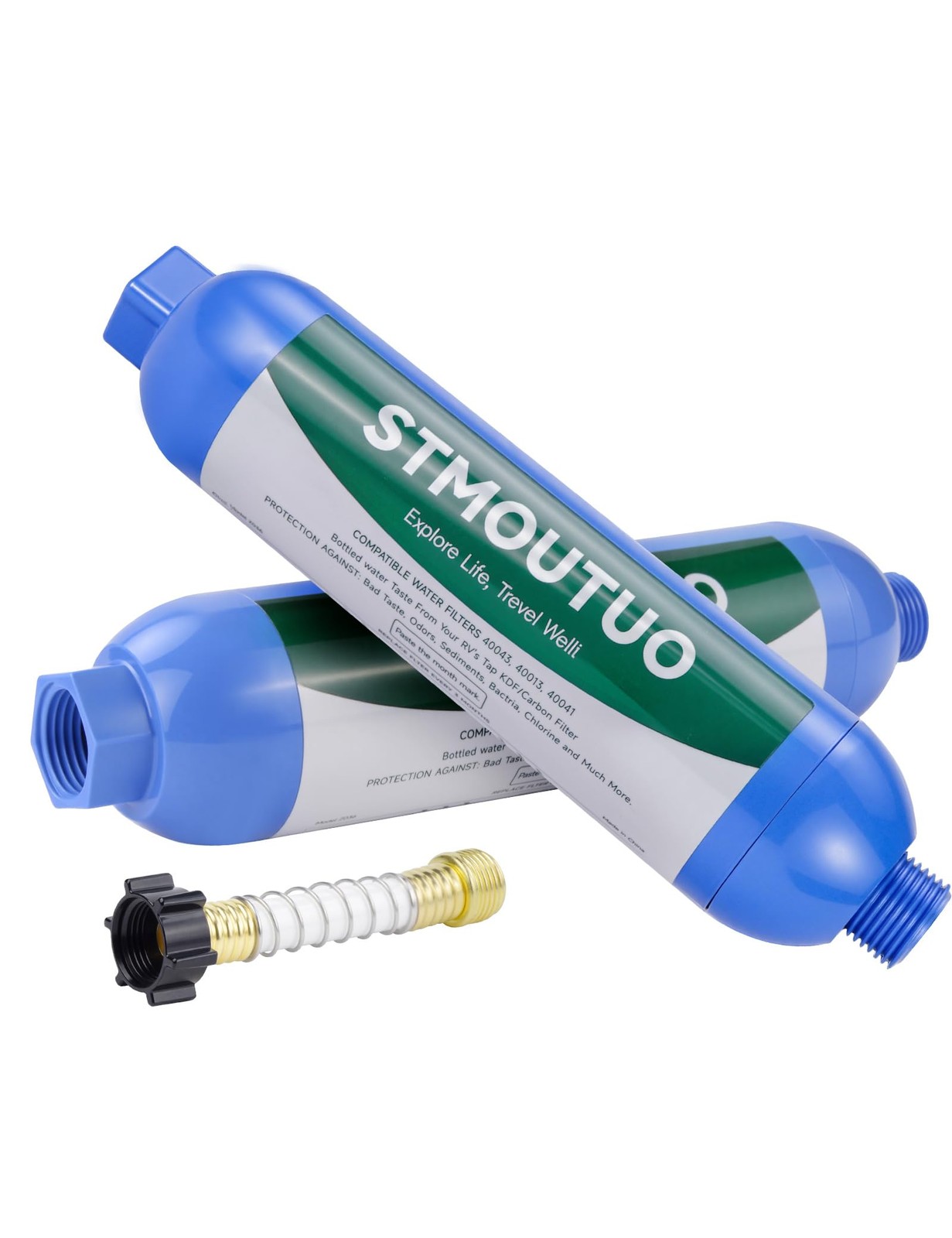 STMOUTUO RV Water Filter with Flexible Hose Protector - Greatly Reduces Bad T...