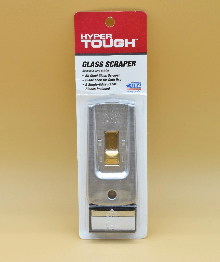 Hyper Tough SAFETY GLASS SCRAPER + 5 RAZOR BLADES Heavy-Duty All-Steel