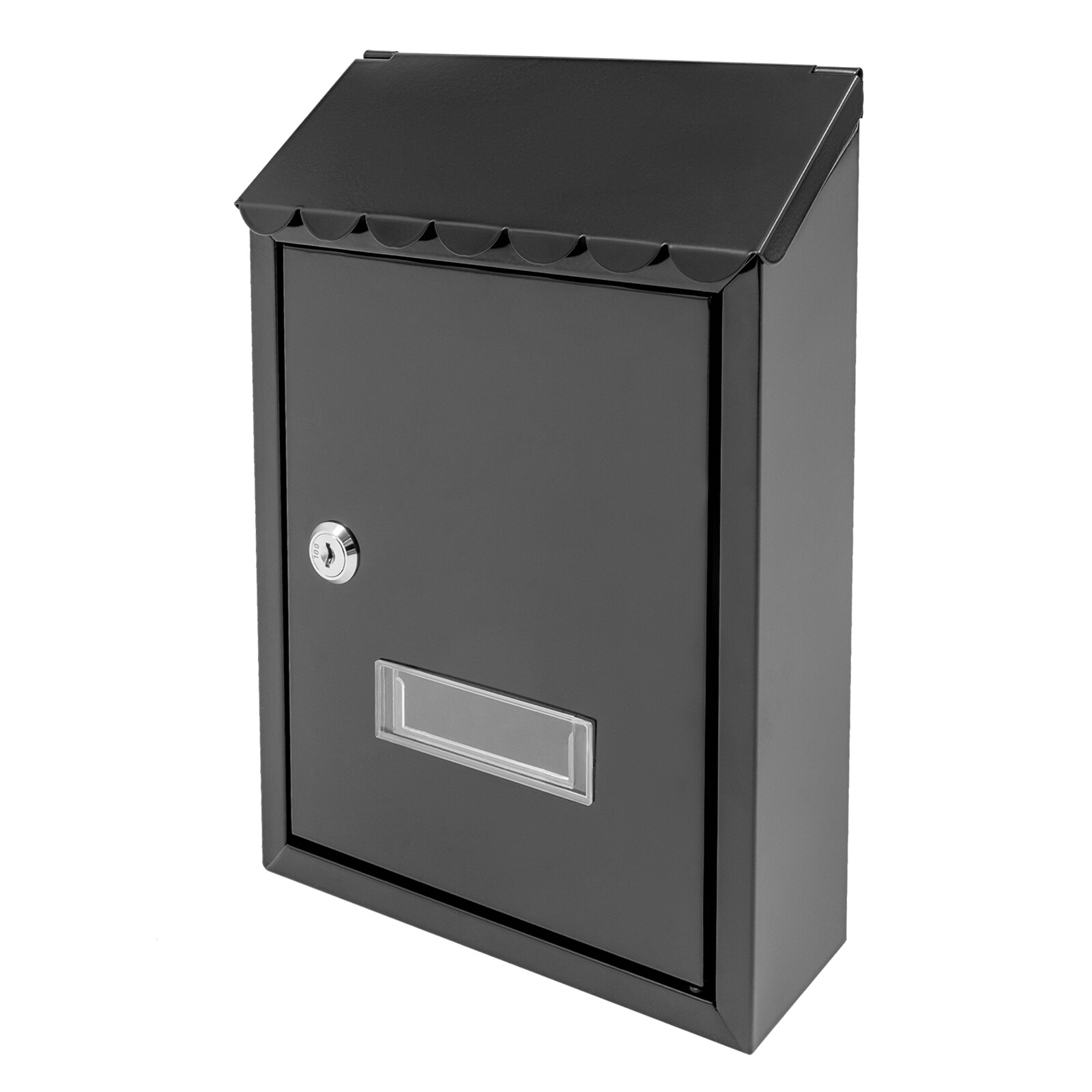 Wall Mount Rectangular Locking Mailbox W/ 2 Keys Black Residential Mail Box