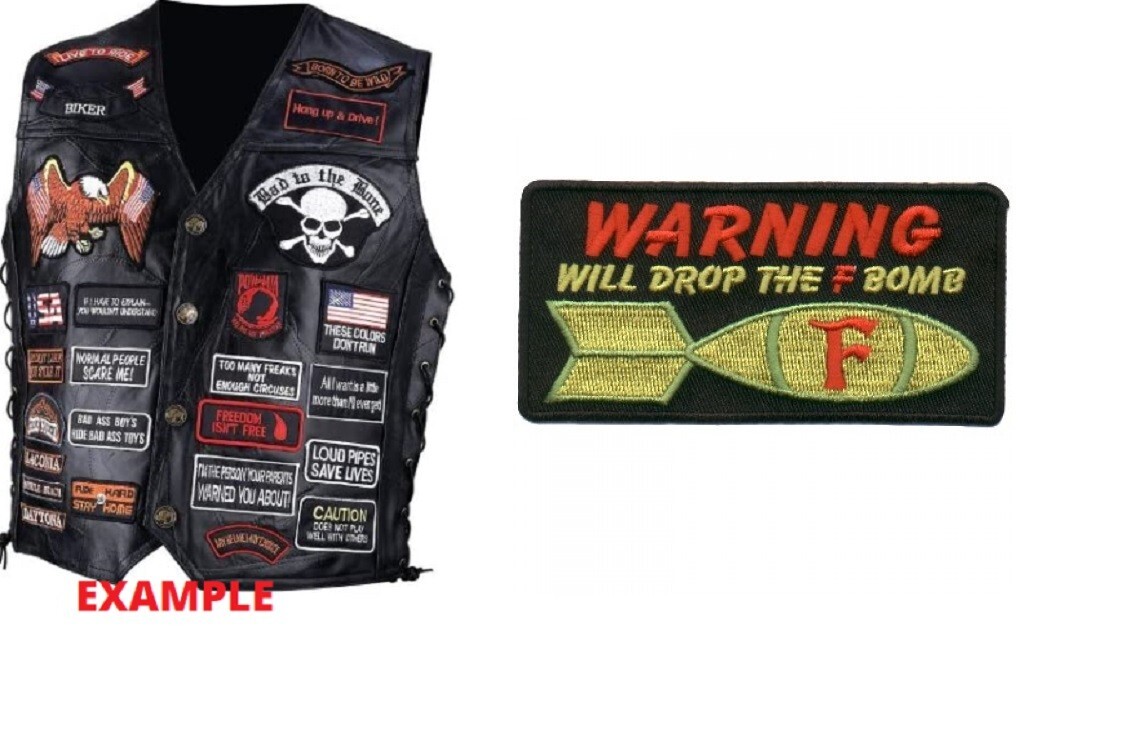 FUNNY BIKER PATCH F BOMB WARNING Motorcycle harley Vest Jacket USA MADE