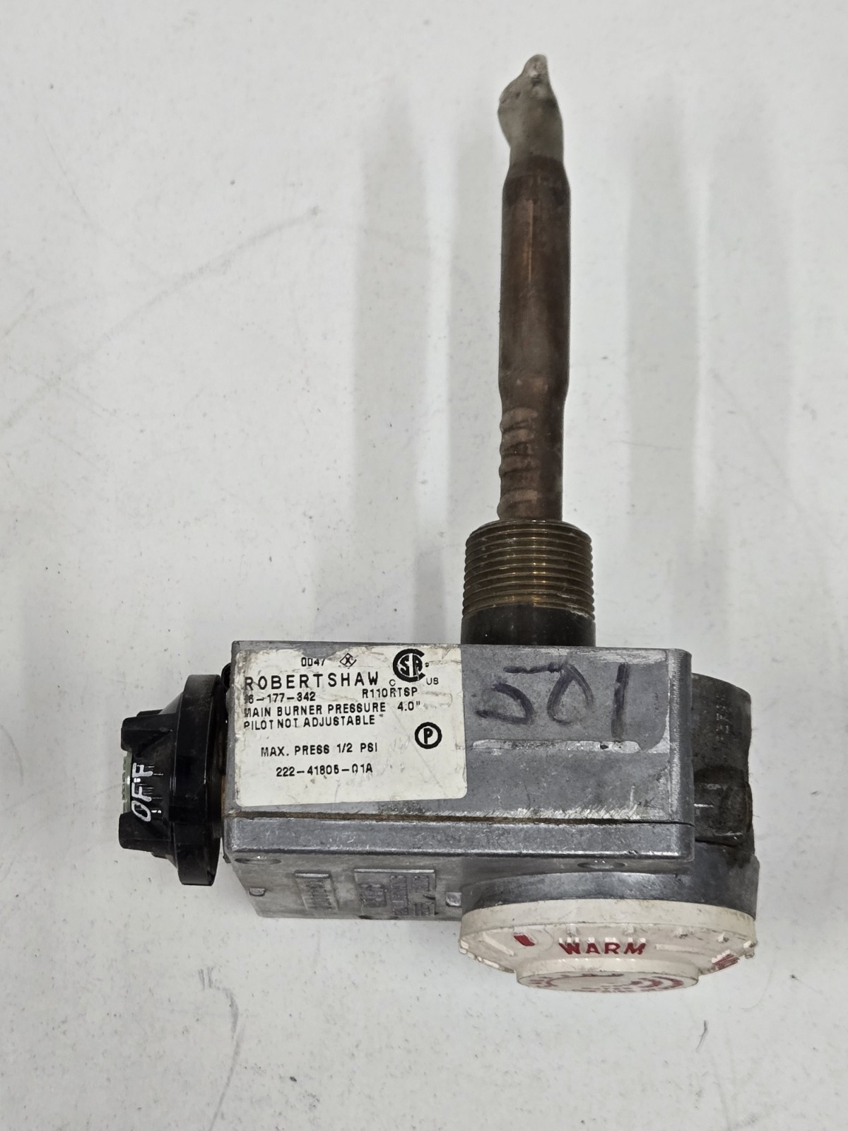Robertshaw 66-177-342 Water Heater Gas Valve R110RTSP  222--41805-01A  Used