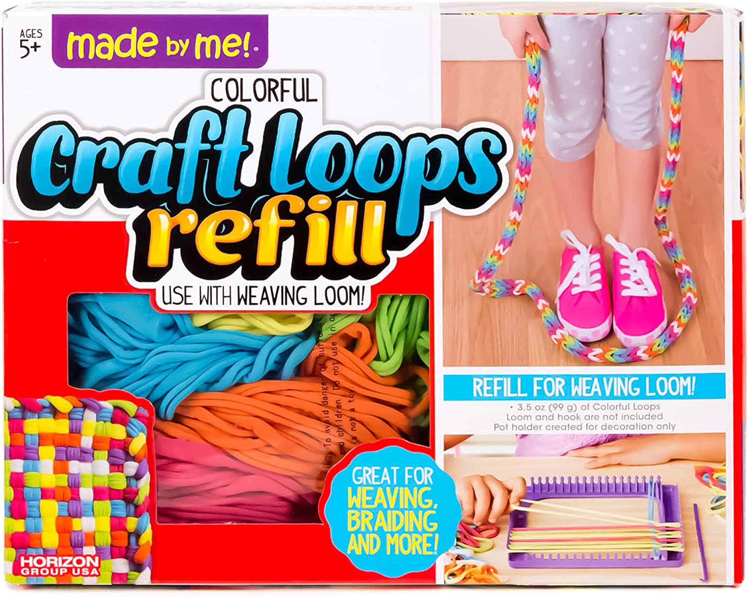 Made by Me Craft Loops Refill, Includes 210 Weaving Loom Loops in 7 Vibrant Colo