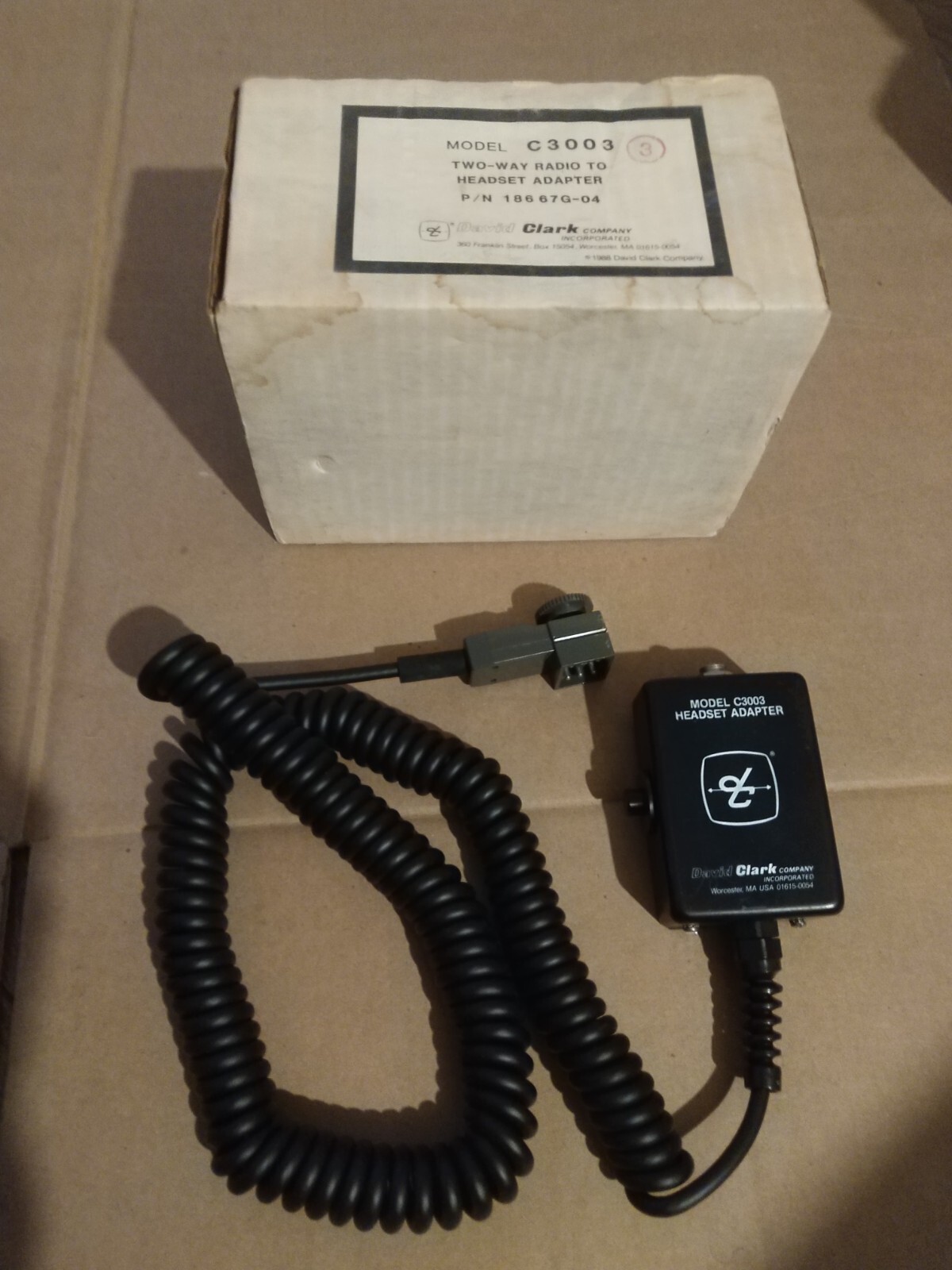 NOS David Clark Two Way Radio To Headset Adapter C3003 18667g-04