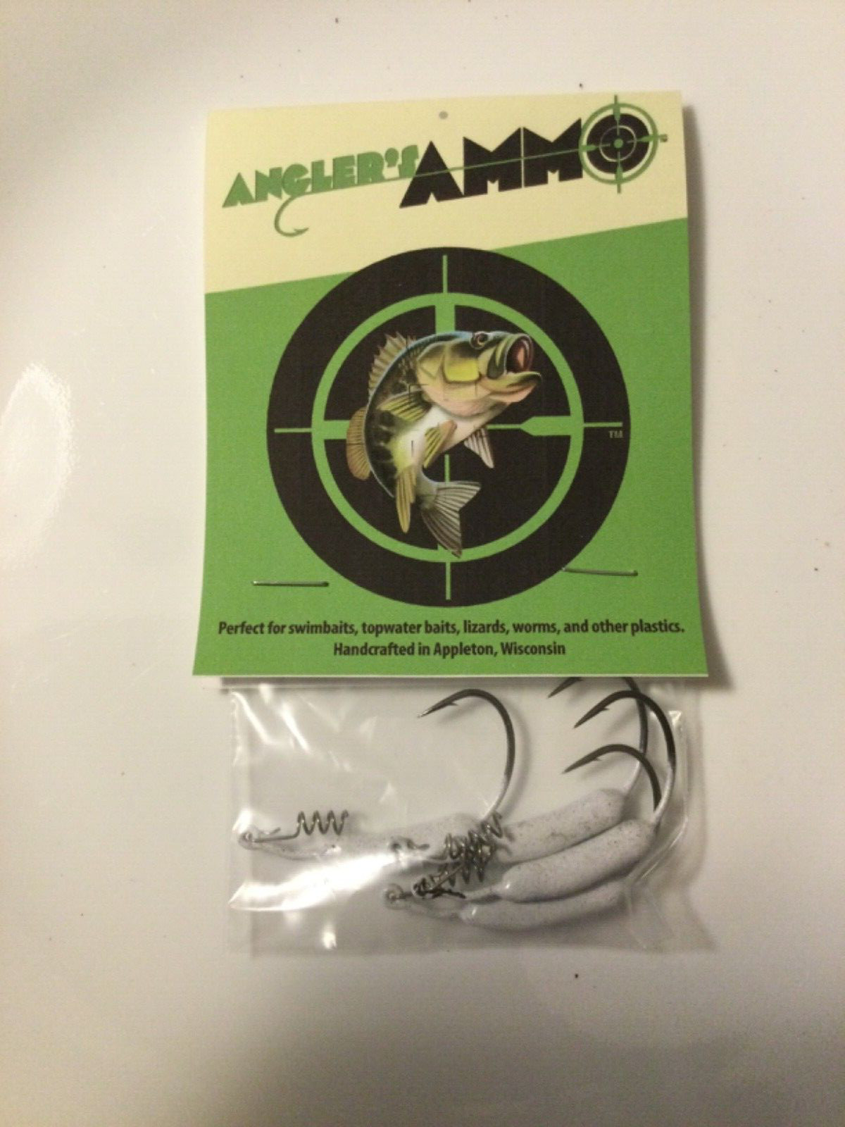 4 pc 1/4 Ounce EWG 2/0 White Weighted Swim Bait Hooks