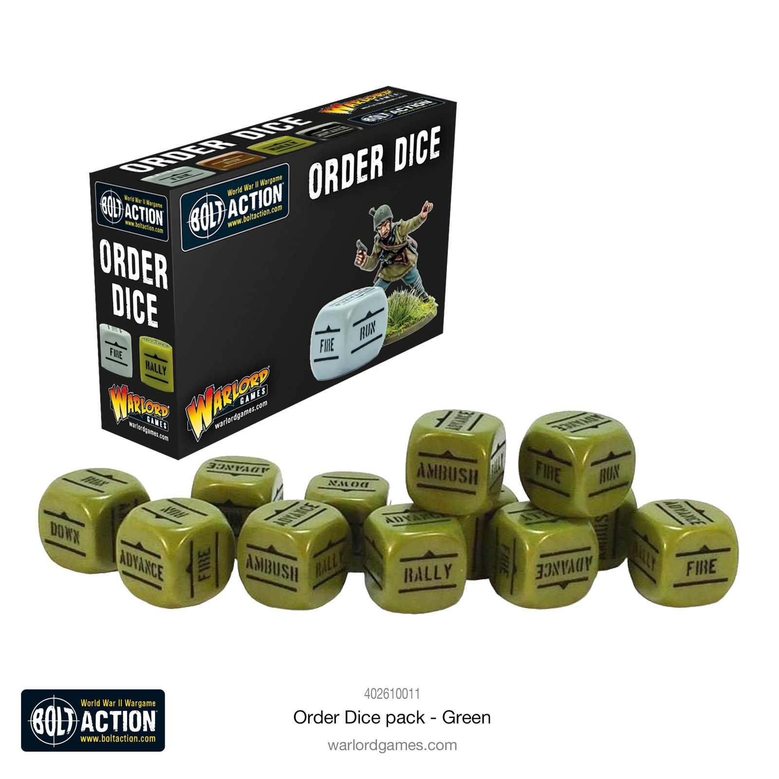 Bolt Action: Orders Dice pack - Green by Warlord Games