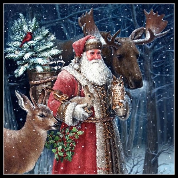 Arctic Santa Claus 7 - Counted Cross Stitch Patterns - Color & BW Symbols Charts