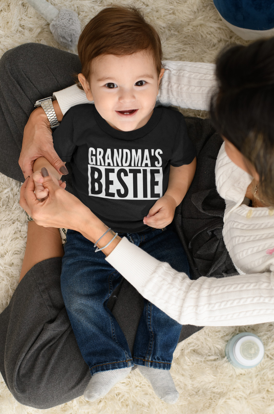 Grandma's Bestie Baby Toddler Unisex T-Shirt Gift For Grandchild Grandparent