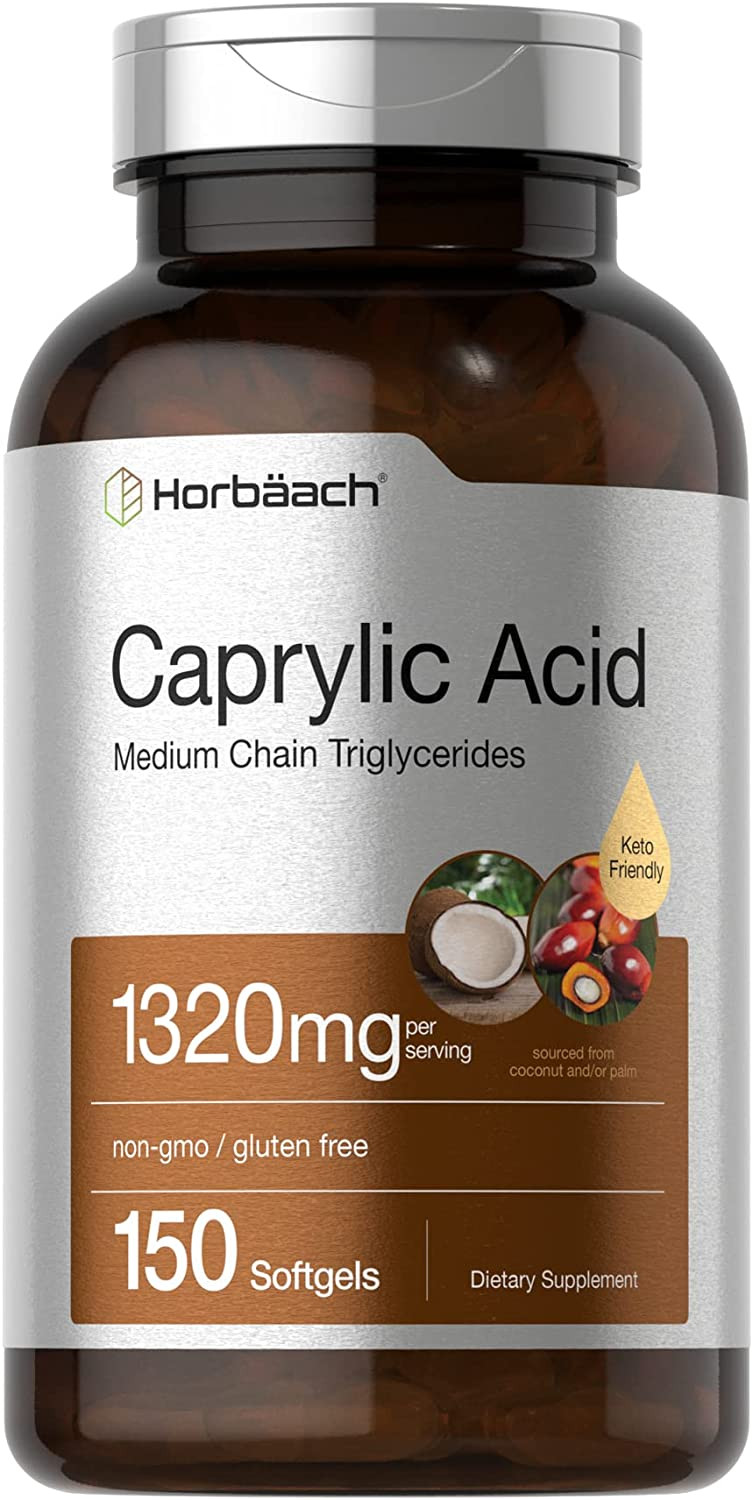 Caprylic Acid 1320 mg | 150 Softgel Capsules | from MCT Oil | by Horbaach
