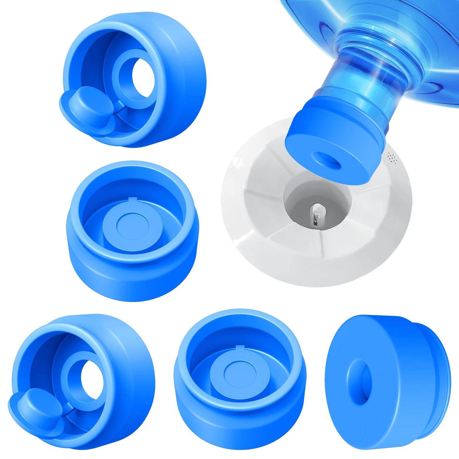 3 and 5 Gallon Water Jug Cap, Silicone Reusable Replacement Cap, Non Spill Bo...