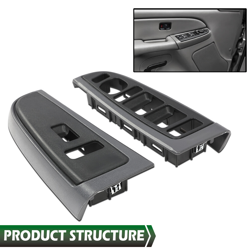 Front Window Switch Bezel Set Gray Fit For 03-07 Chevy Silverado GMC Sierra