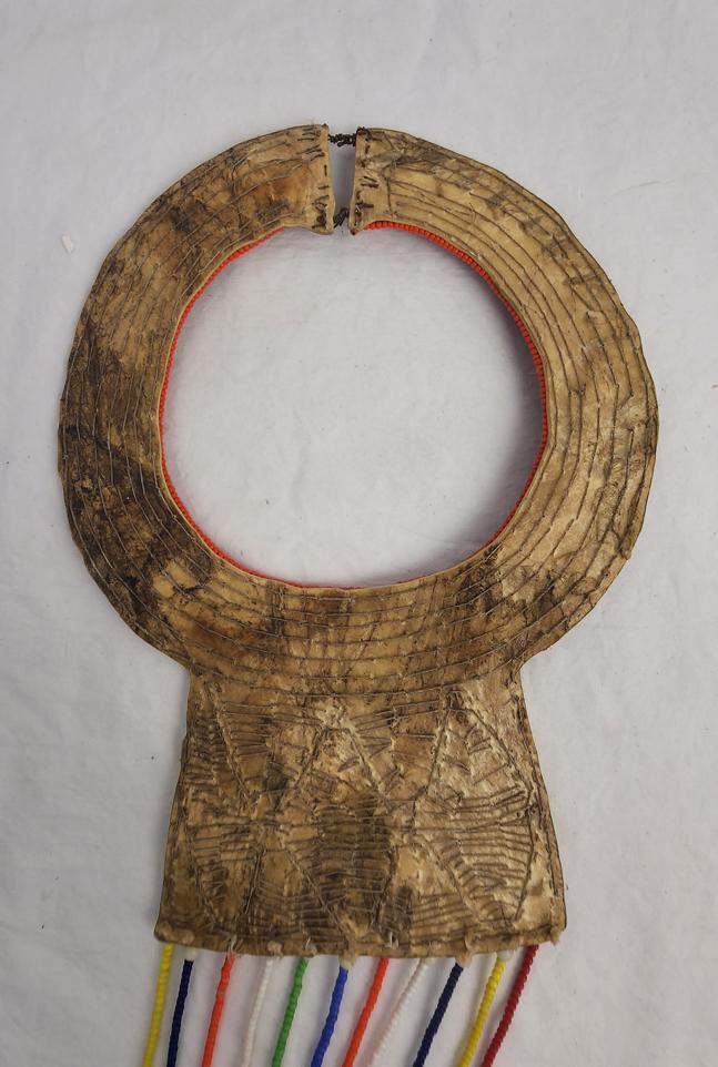 Maasai Tribal Beaded Leather Bib Collar Necklace - 8 1/4 x 5 1/4 in, Vintage