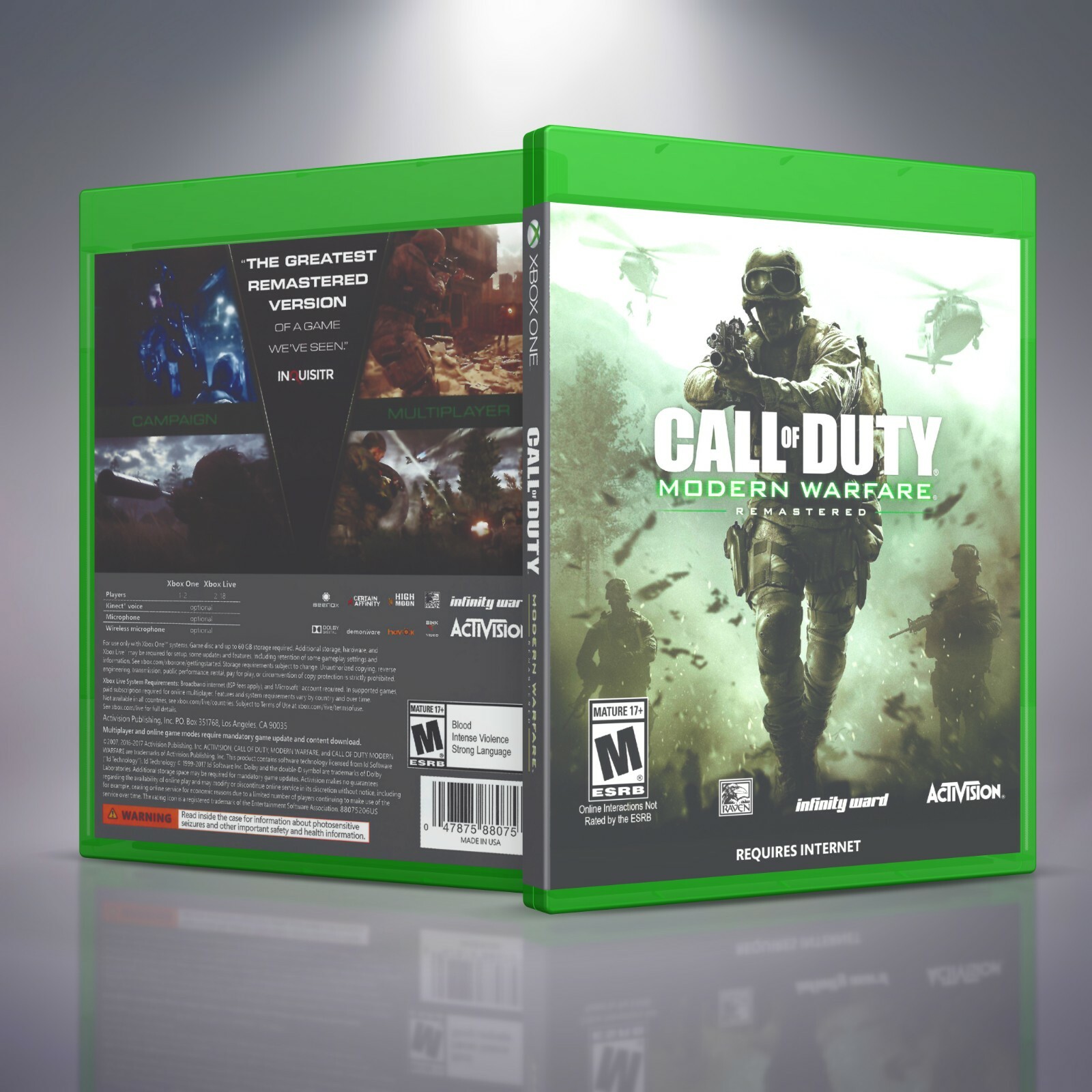 Call of Duty: Modern Warfare Remastered - Custom Xbox One Cover and Case.NO GAME