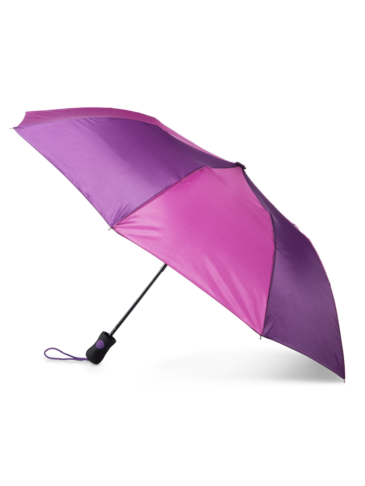 Totes Recycled Canopy Auto Open Rain Umbrella Purple Multi,Automatic