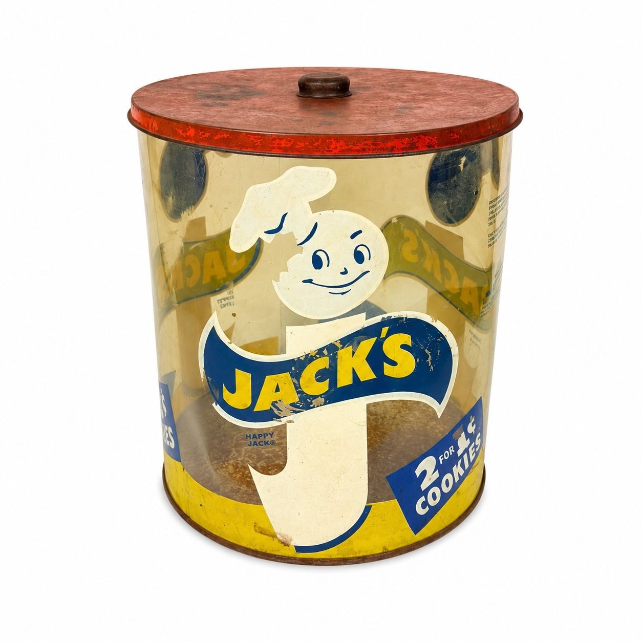 Store Display Bulk Container Jar Happy Jack's Cookie Company Plastic 2 for 1 Cen