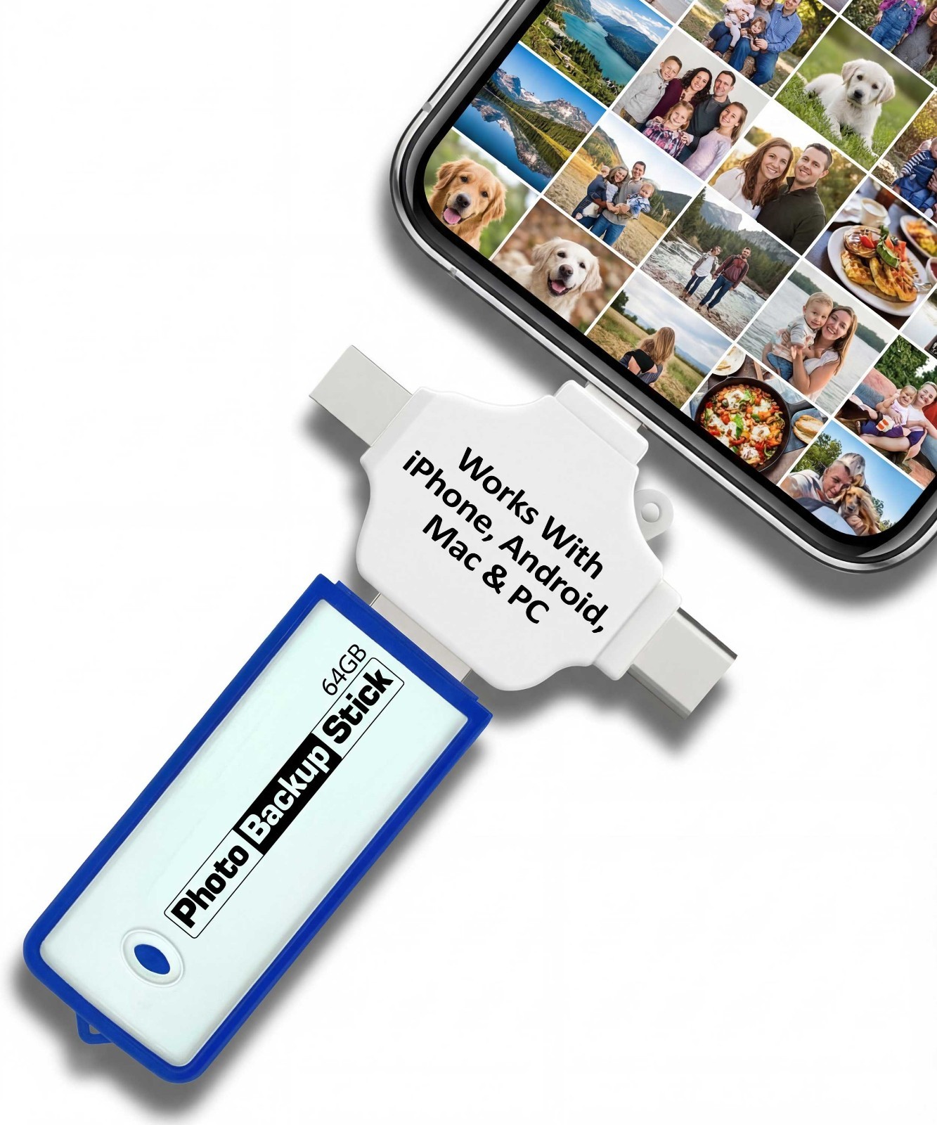 Photo Backup Stick Universal 64GB | Photo Stick for iPhone, Android, & Computers