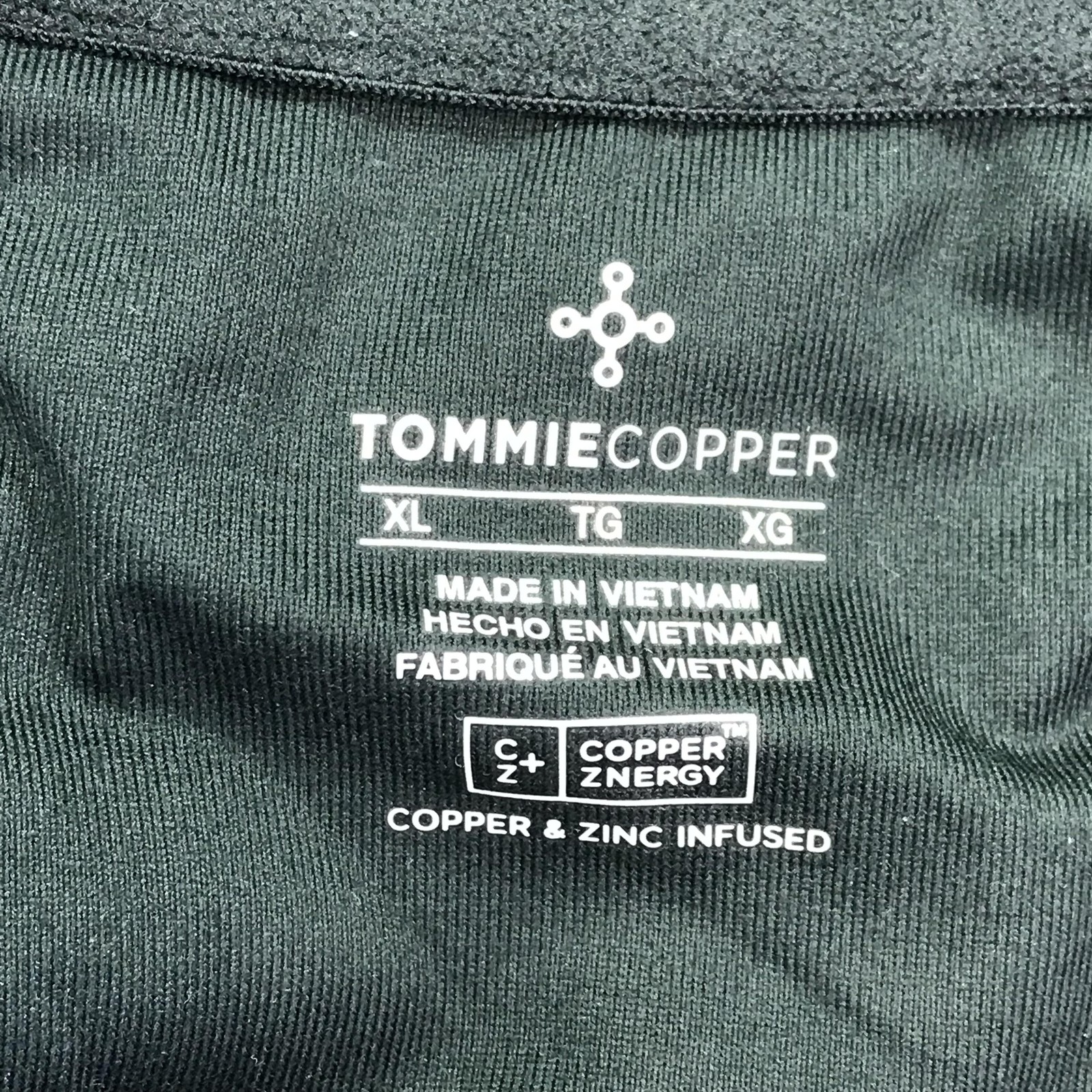 Tommie Copper Mens XL Lower Back Support Compression Zip Shirt Top Black