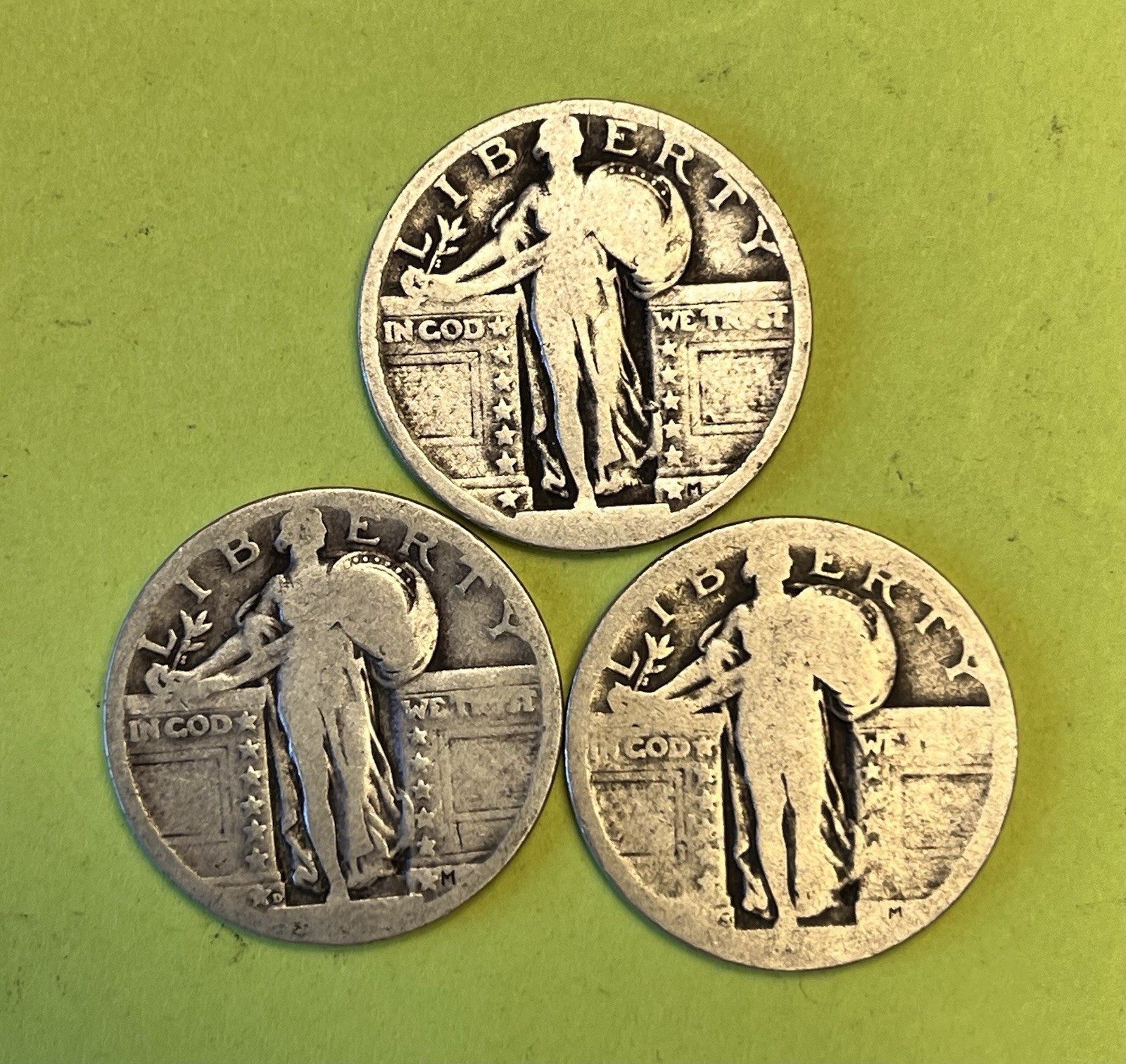 3 Standing Liberty Quarters PDS - One From Each Mint
