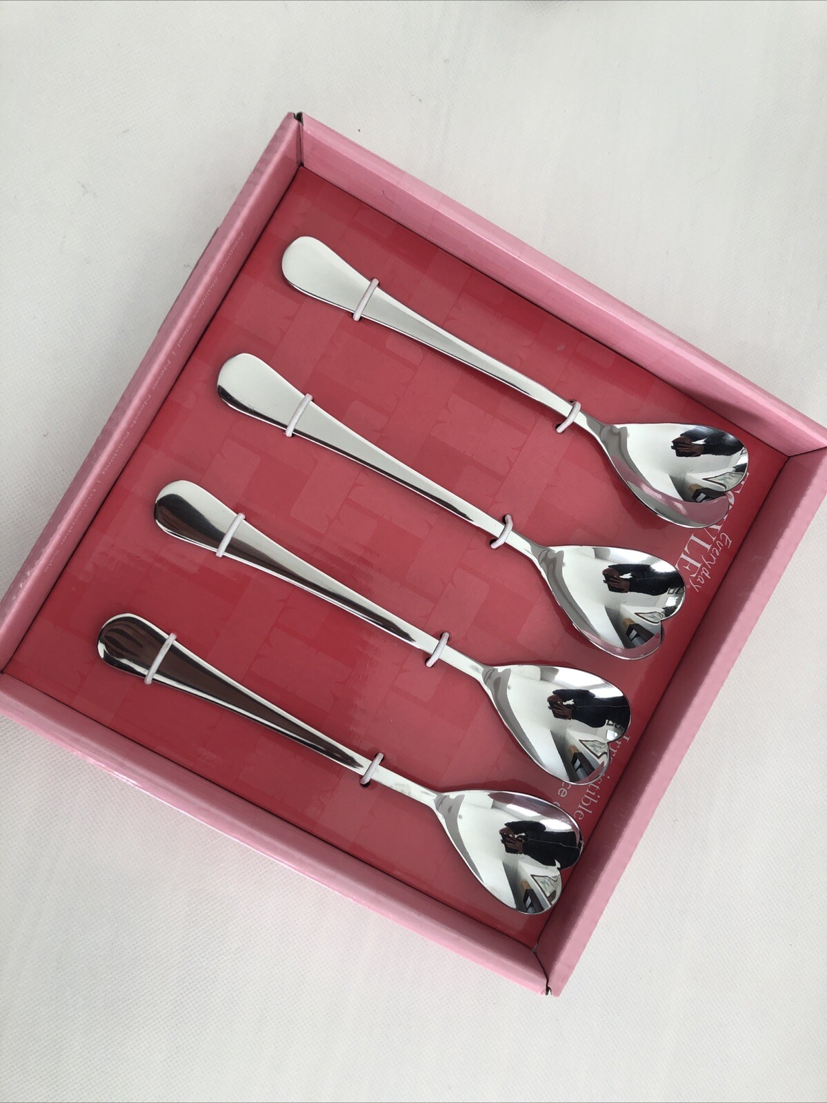 New Towle 4 Piece Ice Cream Spoons Heart Love Wedding Premium Stainless Steel