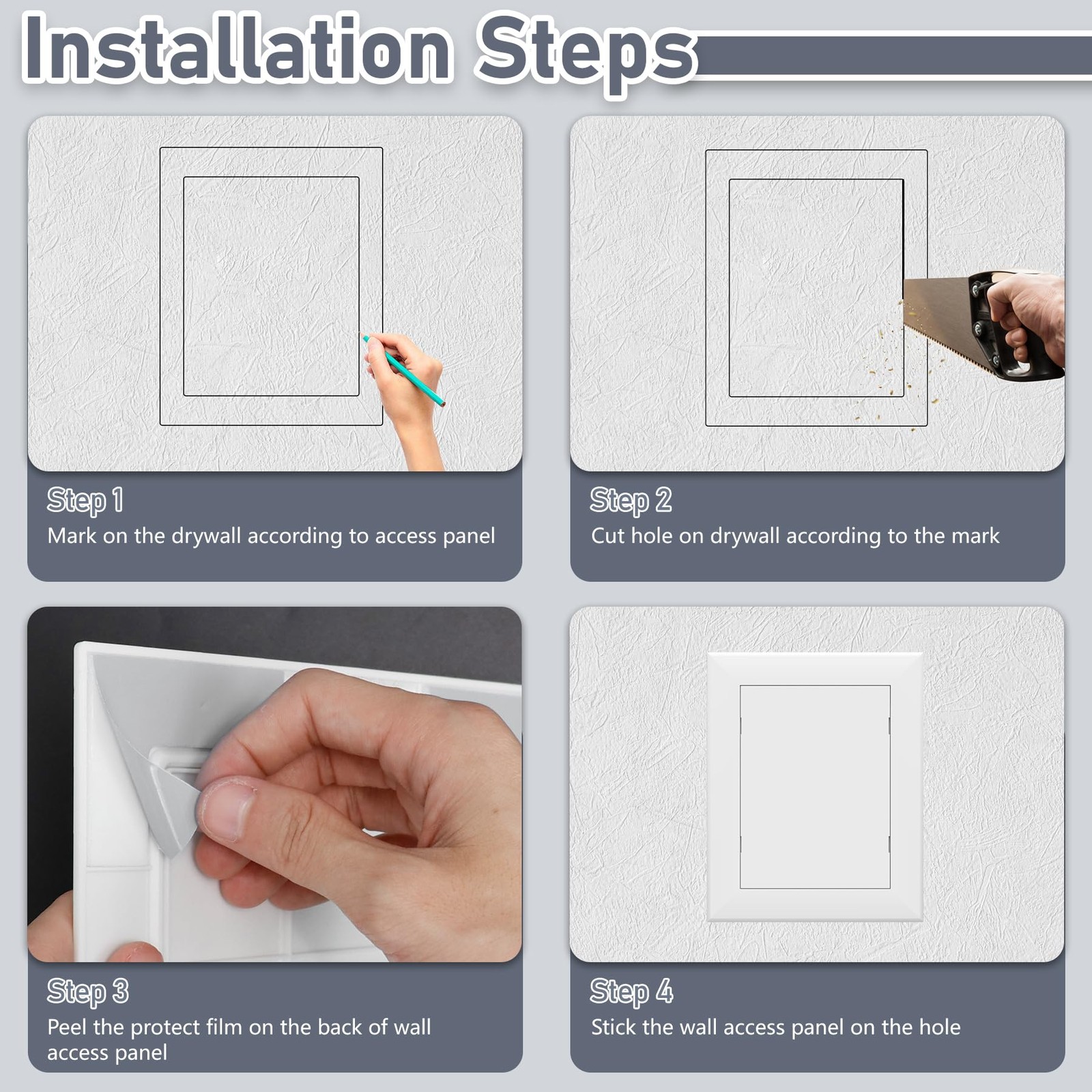 Self Adhesive Access Panel for Drywall, 8" x 12" Plumbing Access Panel, Heavy...