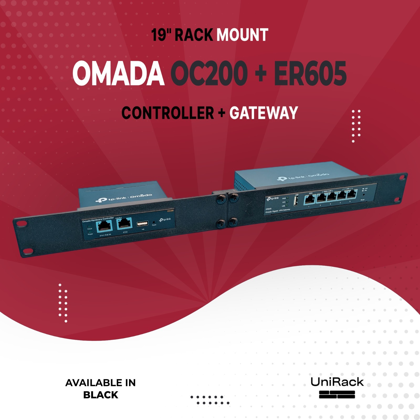 19" Rack Mount for Omada OC200 Controller + ER605 Gateway