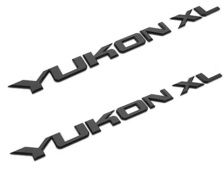 2x GMC YUKON XL Liftgate / Door Letter Nameplate Emblem SUV HD Badge Gloss Black