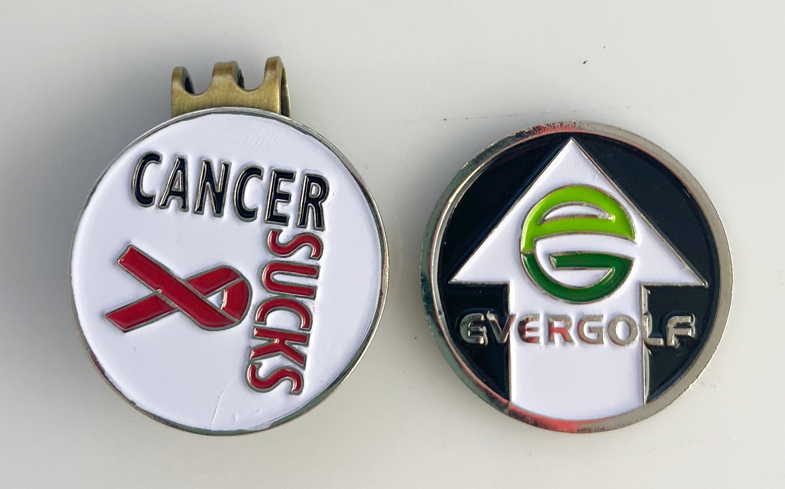 GOLF HATCLIP & ballmarker CANCER SUCKS fight BRONZE NEW
