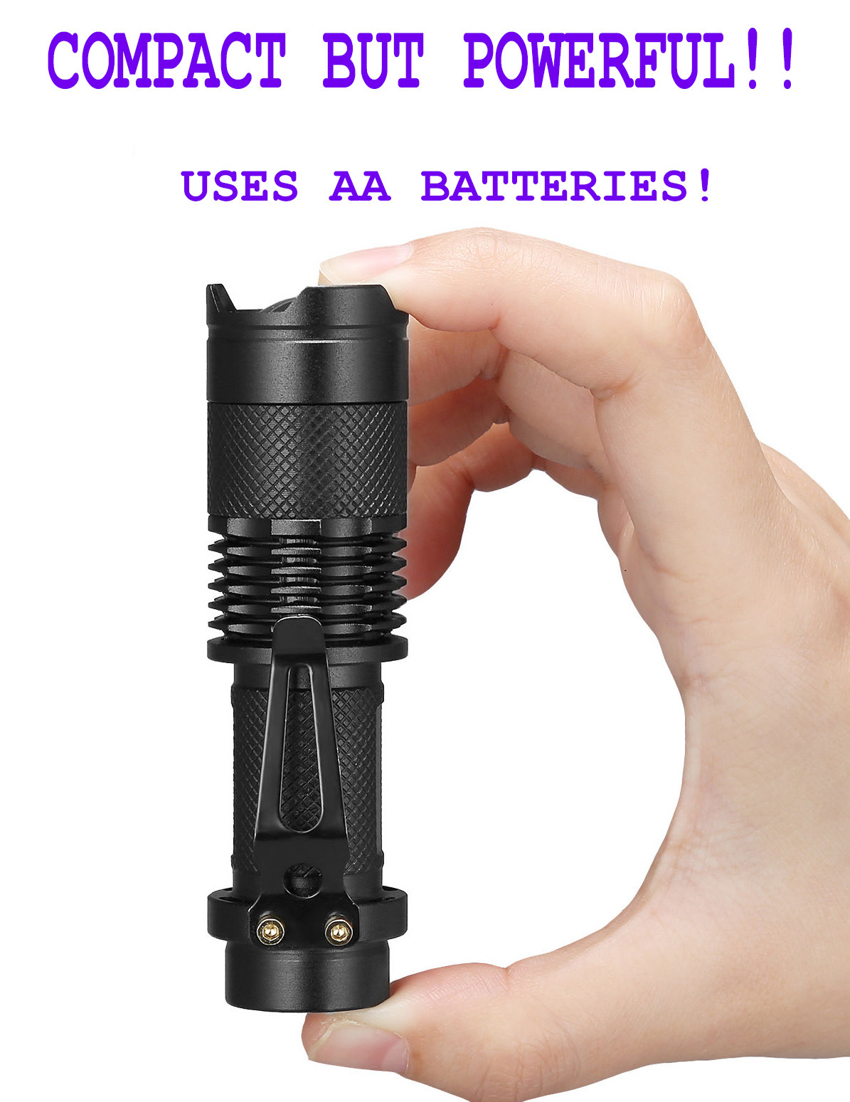 Small  LED AA Flashlight Zoomable Focus Torch Lamp USA