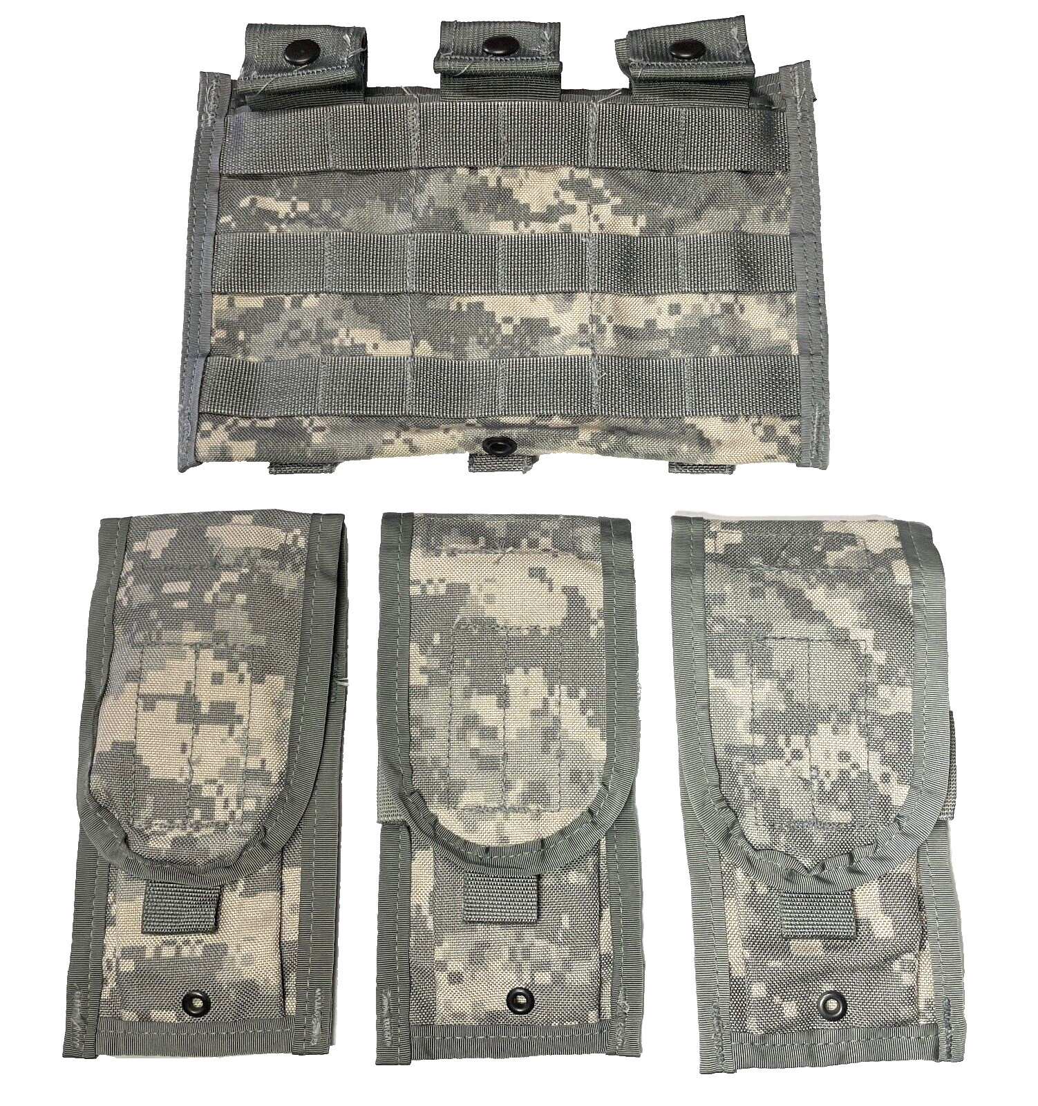 US Military ACU Camo Double / Triple Mag Magazine Pouch 4-Piece Set MOLLE II NEW