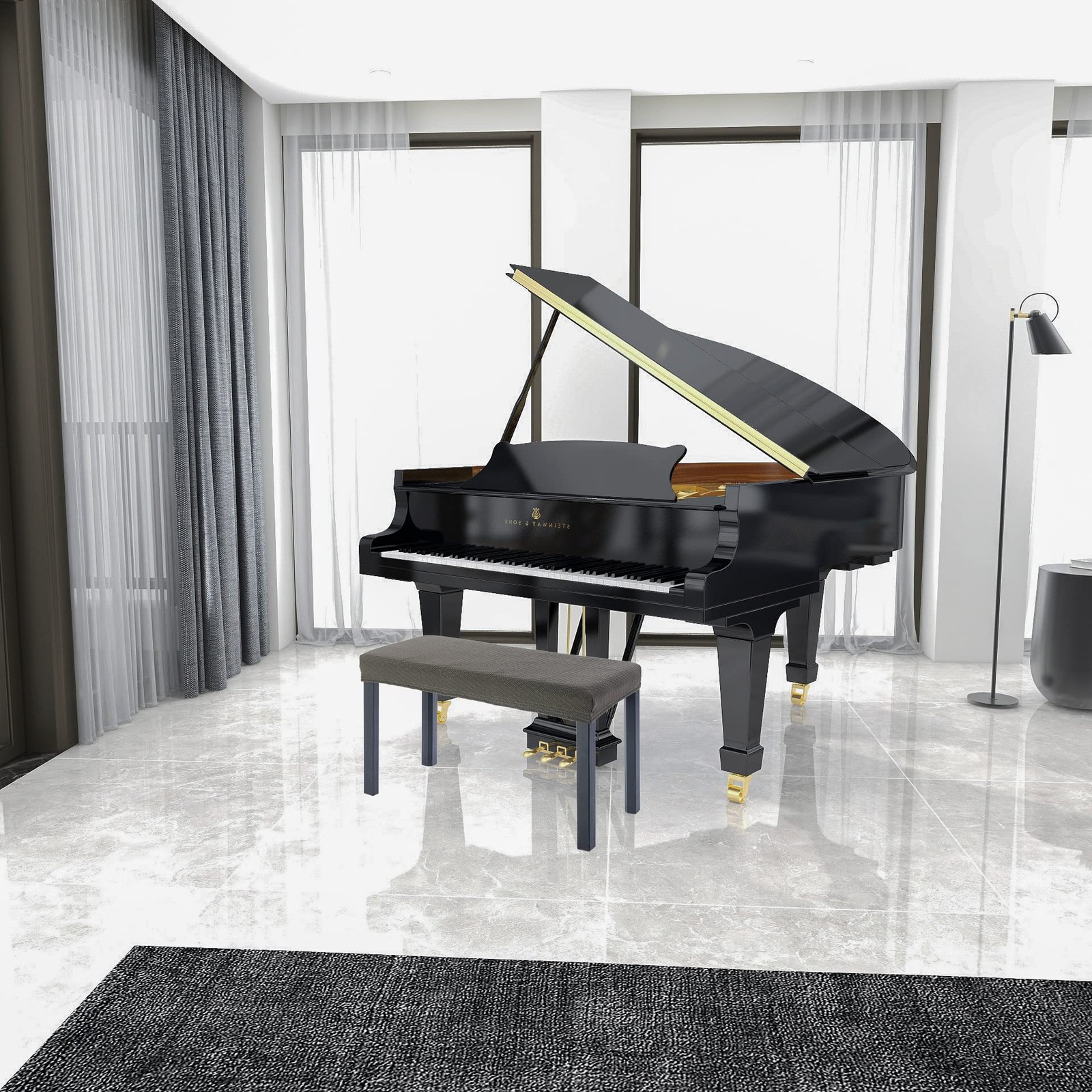 Luxury 2person Piano Bench Cover 27.7" 37" Lx 12" 16" W Stretch Jacquard Was